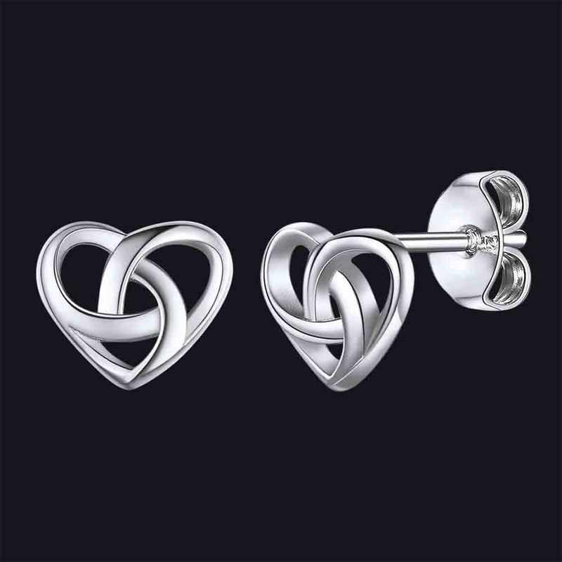 Sterling Silver Celtic Knot Heart Stud Earrings for Girl