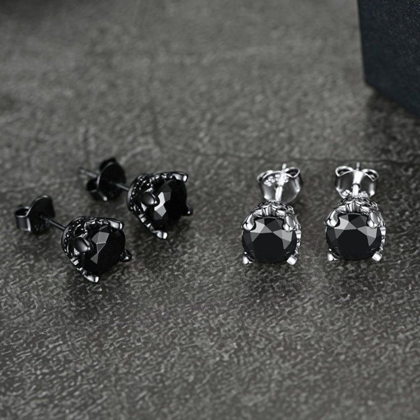 Sterling Silver Black Cubic Zirconia Stud Earrings for