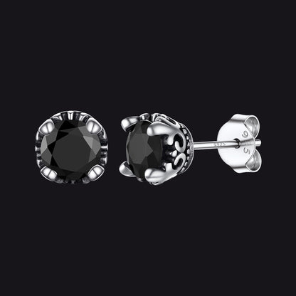 Sterling Silver Black Cubic Zirconia Stud Earrings for