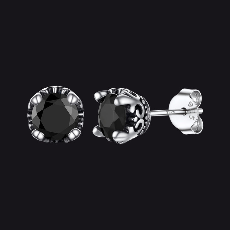 Sterling Silver Black Cubic Zirconia Stud Earrings for