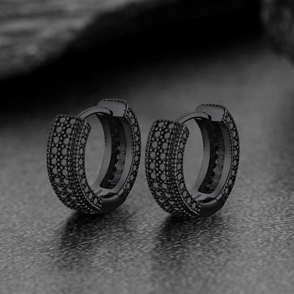 Chunky Diamond Hoop Huggie Earrings for in Sterling Silver