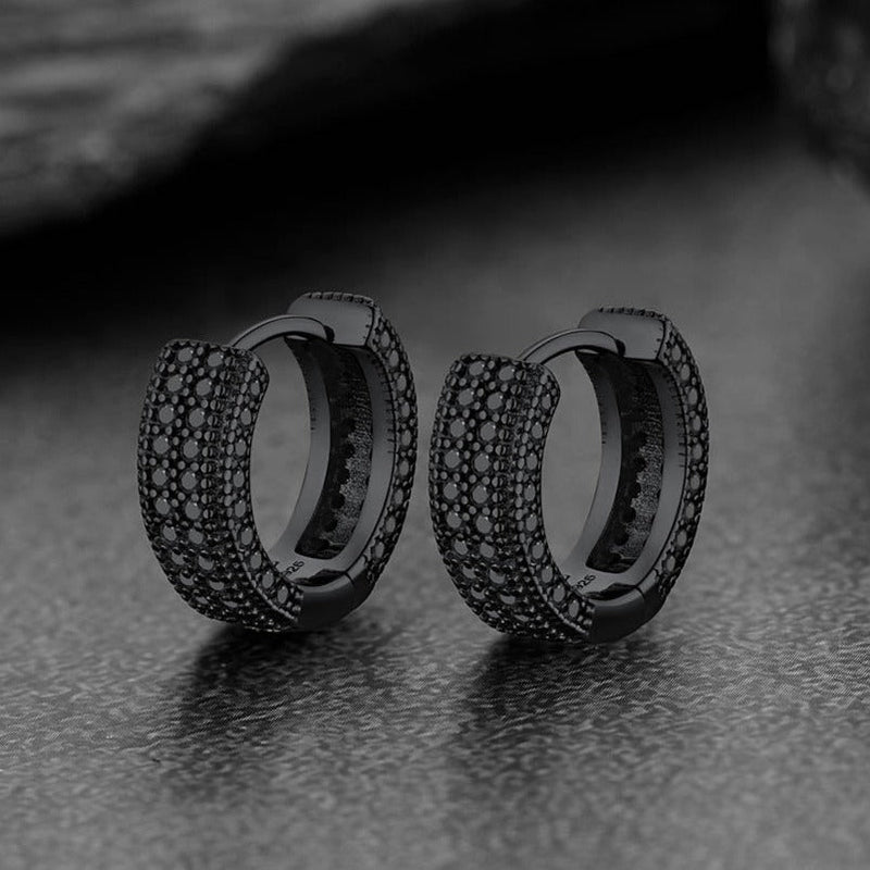 Chunky Diamond Hoop Huggie Earrings for in Sterling Silver