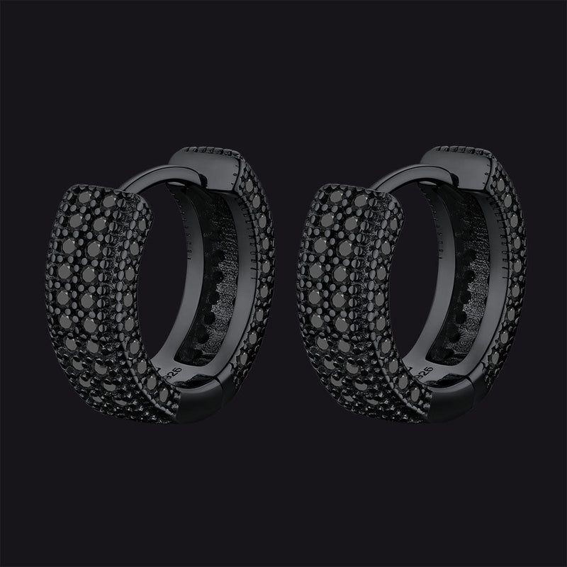Chunky Diamond Hoop Huggie Earrings for in Sterling Silver