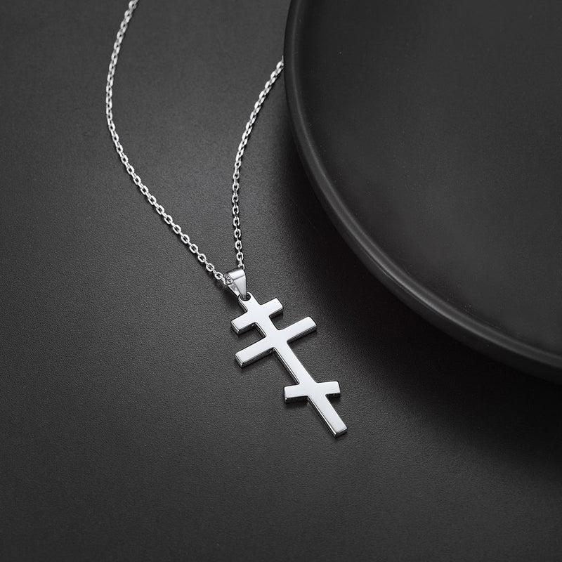 Sterling Silver Russian Orthodox Cross Necklace