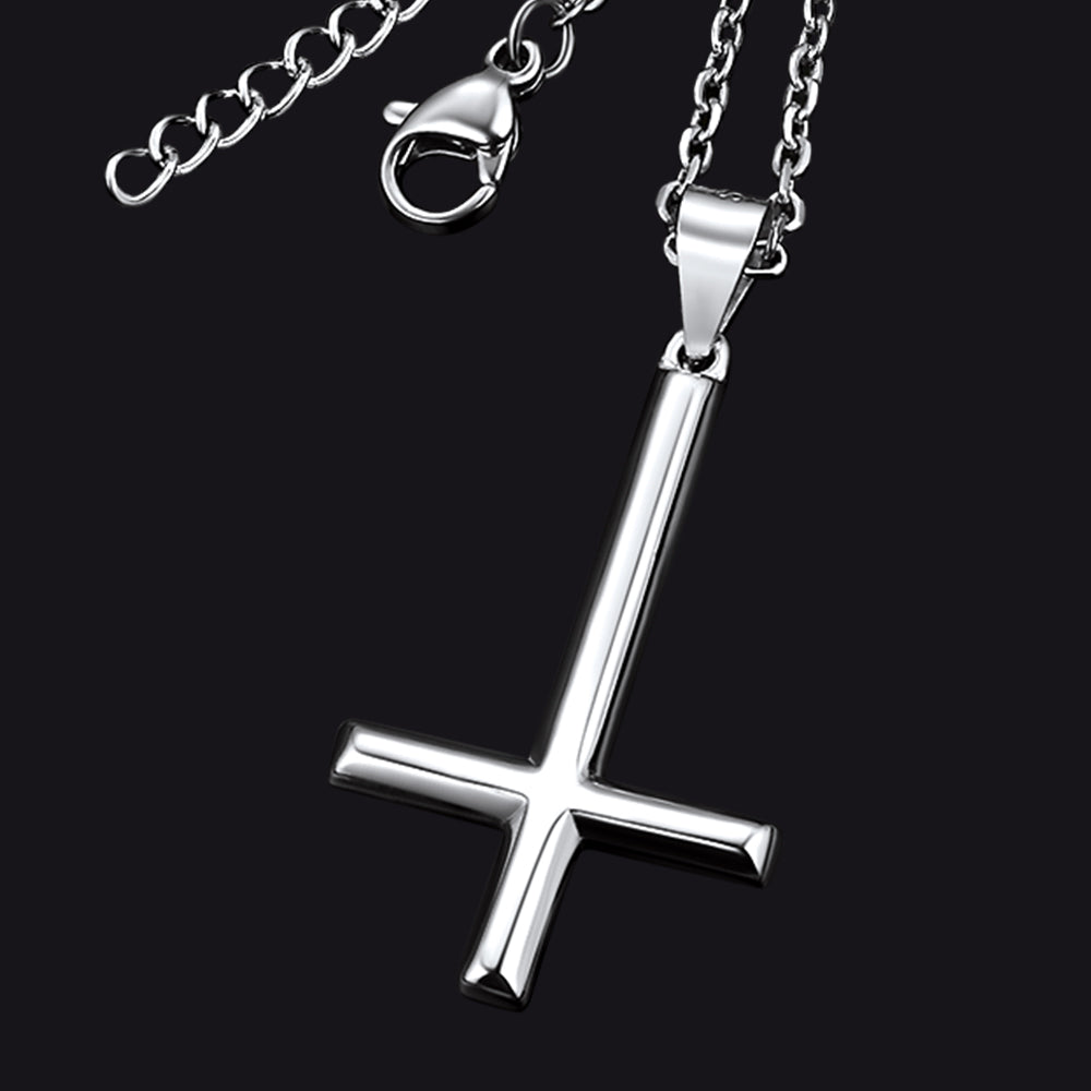 925 Sterling Silver Upside Down Inverted Cross Necklace for