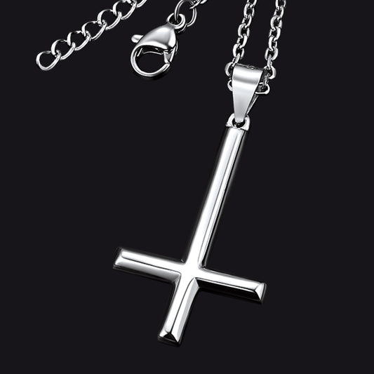 925 Sterling Silver Upside Down Inverted Cross Necklace for
