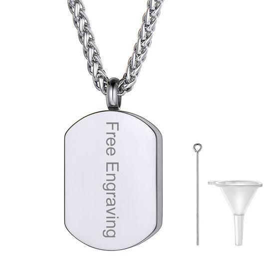 Customized Urn Dog Tag Necklace for Ashes Memorial Cremation Jewelry