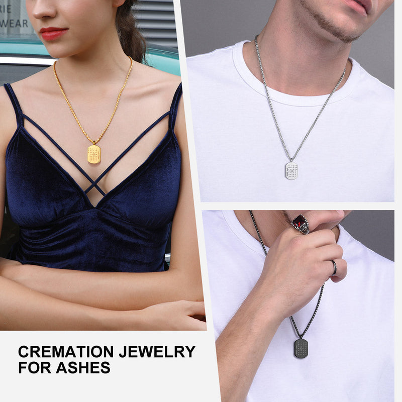 Customized Urn Dog Tag Necklace for Ashes Memorial Cremation Jewelry