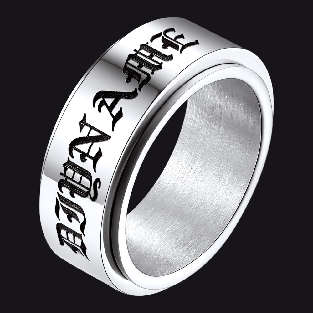 Custom Engraved Fidget Spinner Anxiety Stainless Steel Ring for