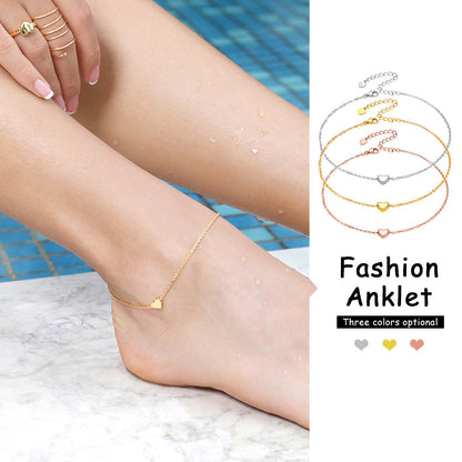 Customized Heart Anklet for in Sterling Silver