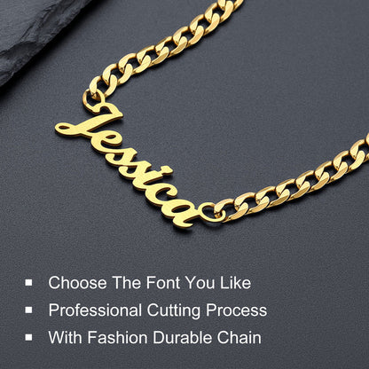 Custom Nameplate Choker Chain Necklace for 18 Inch
