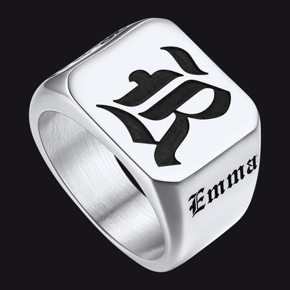 Customized Initial Name Signet Ring Gifts for Father