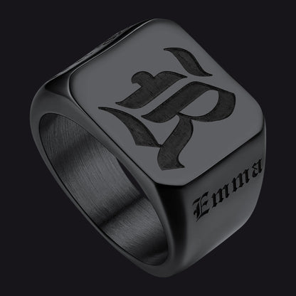 Customized Initial Name Signet Ring Gifts for Father