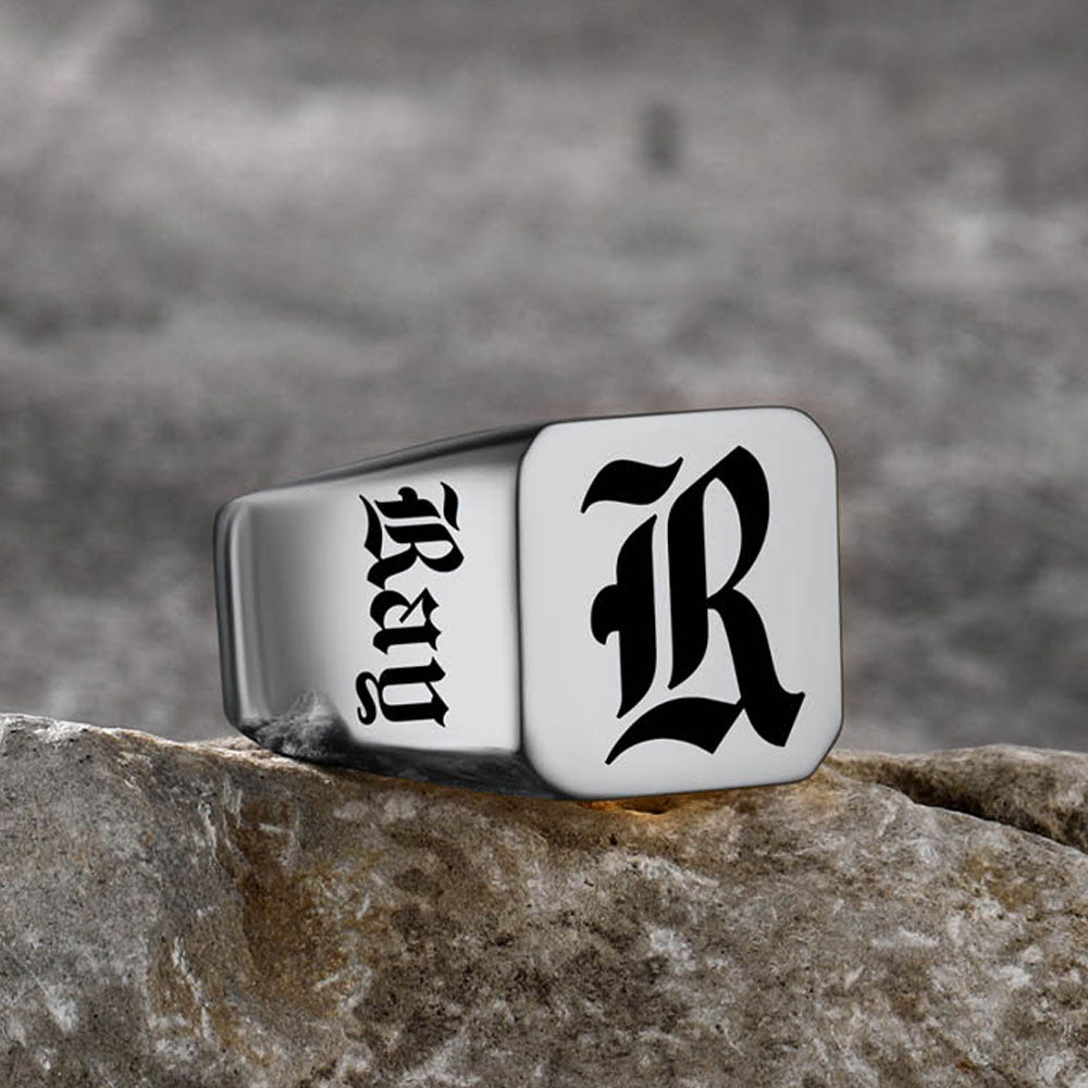 Customized Initial Name Signet Ring Gifts for Father