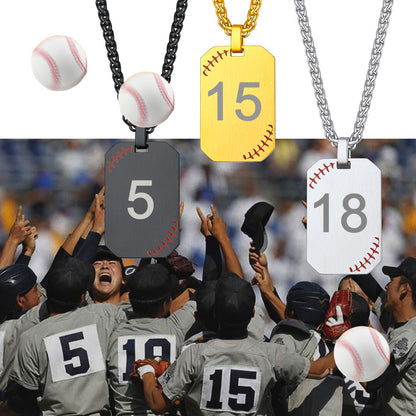 Customized Engraved Baseball Number Dog Tag Necklace for