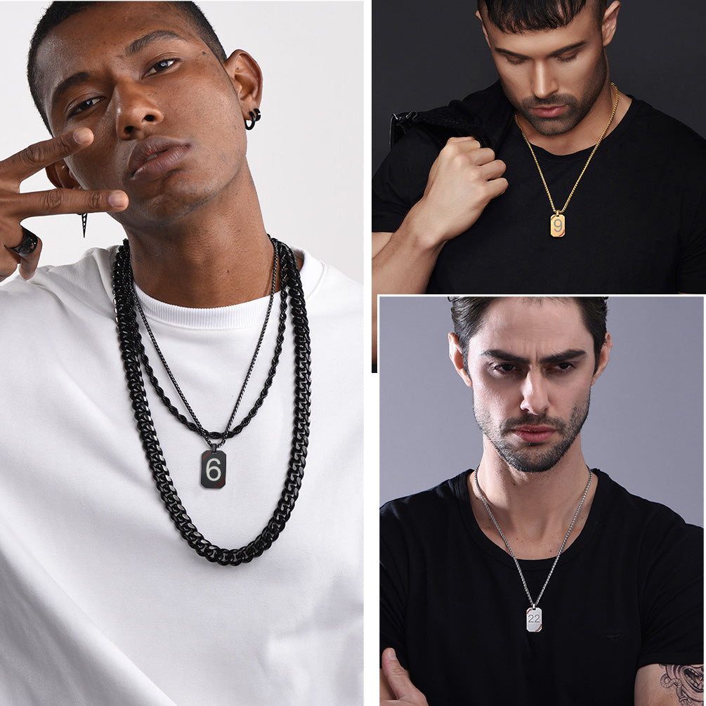 Customized Engraved Baseball Number Dog Tag Necklace for