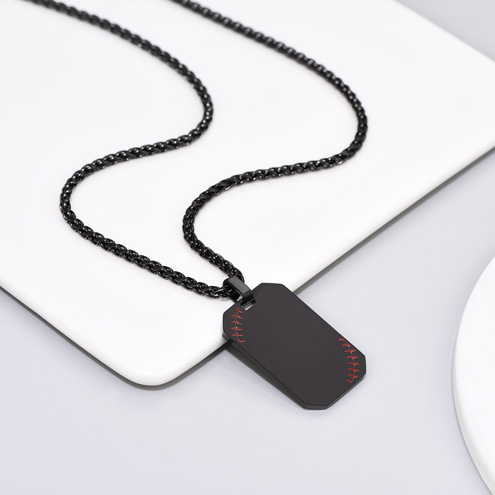 Customized Engraved Baseball Number Dog Tag Necklace for