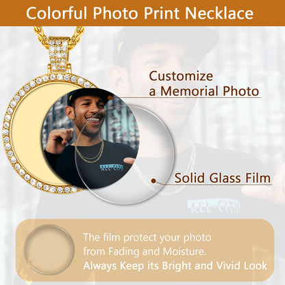 Personalized Large Picture Circle Necklace Memorial Photo Pendant for