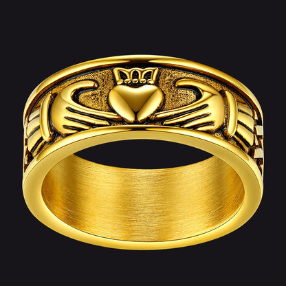 Celtic Claddagh Love Wedding Band Ring for