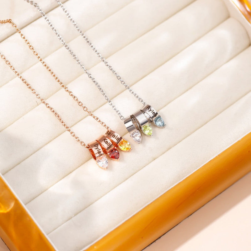 Customized Names Heart Birthstone Necklace for Mother