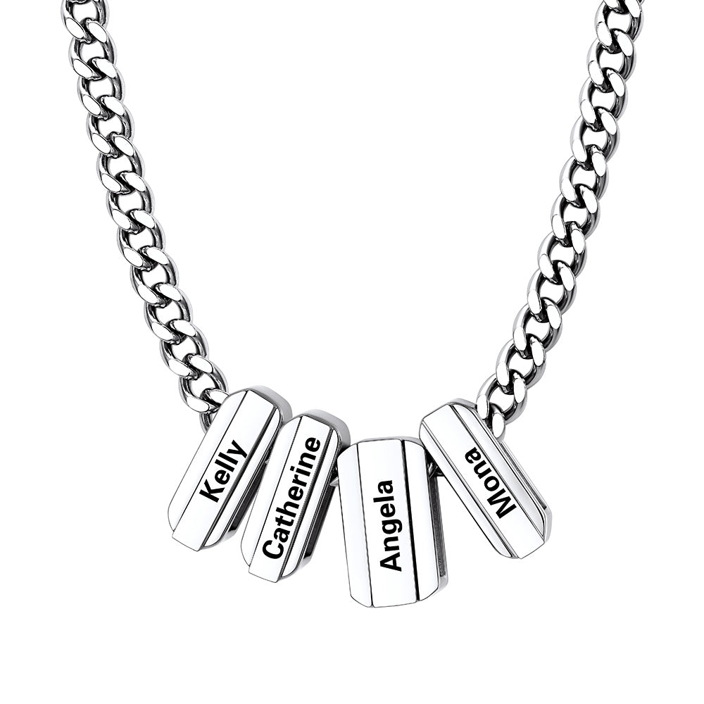 Personalized Engraved Name Chain Charm Necklace for