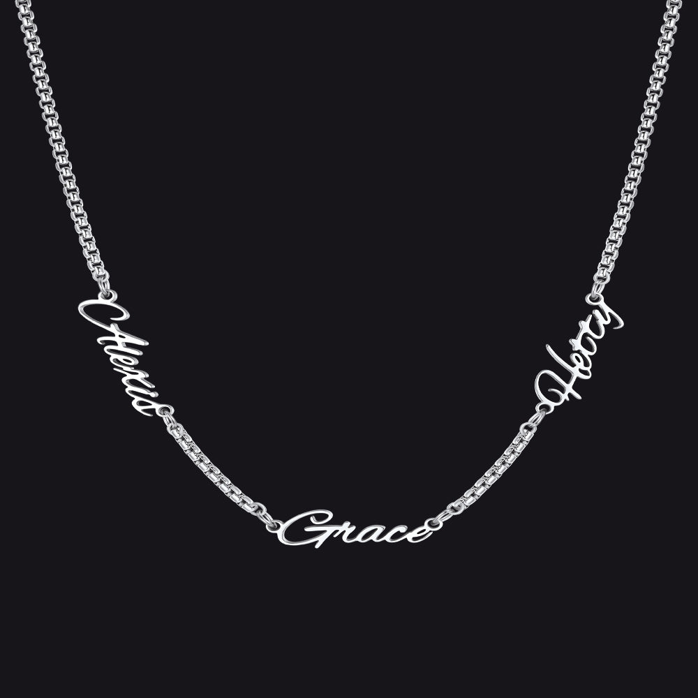 Personalized Multi Name Box Chain Necklace , Custom Mothers Day Presents