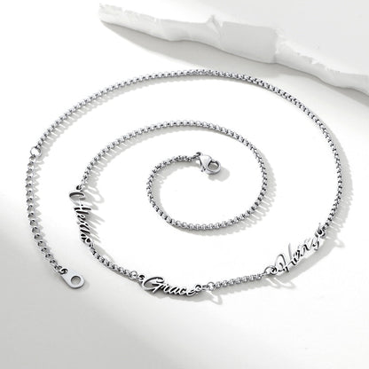 Personalized Multi Name Box Chain Necklace , Custom Mothers Day Presents