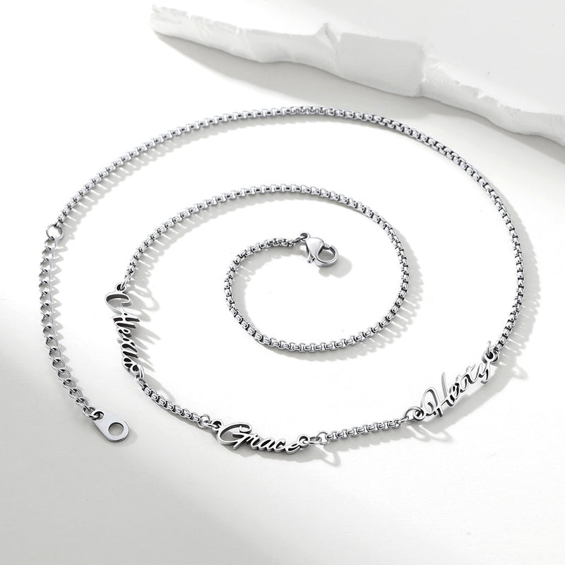 Personalized Multi Name Box Chain Necklace , Custom Mothers Day Presents