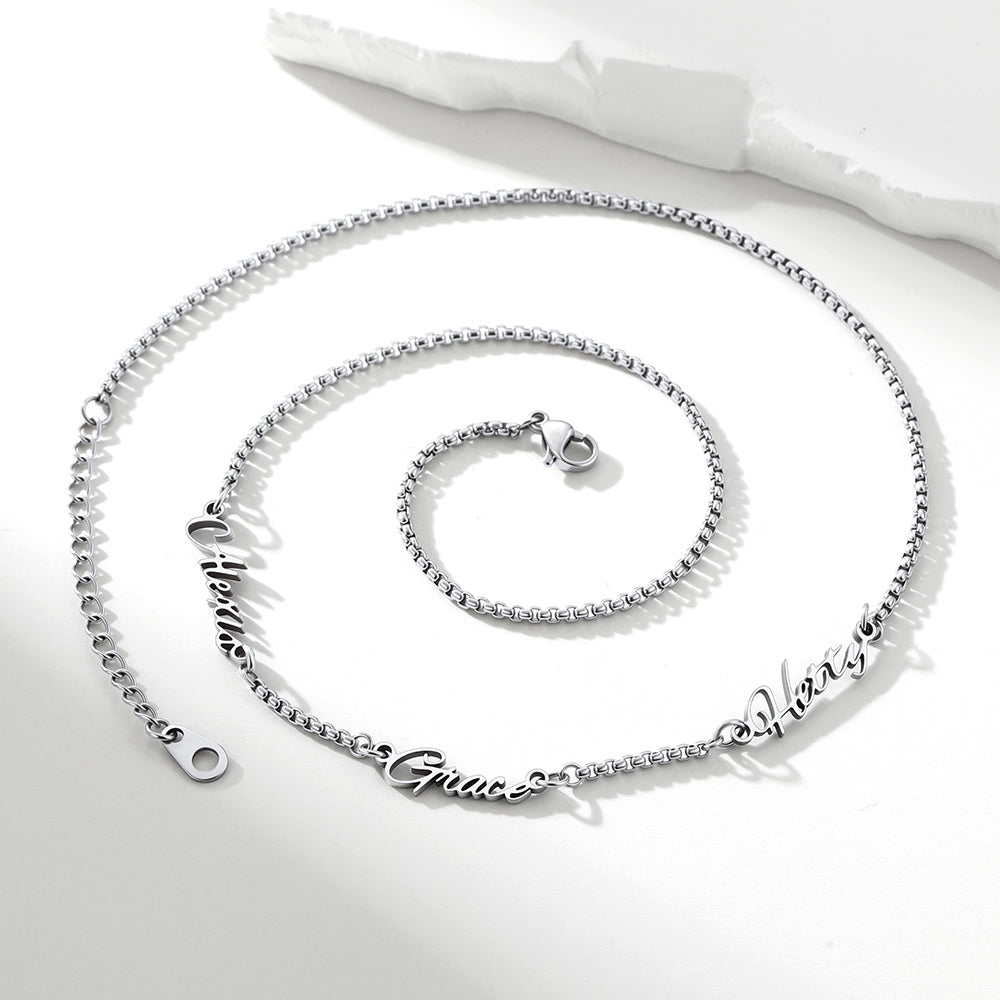 Personalized Multi Name Box Chain Necklace , Custom Mothers Day Presents