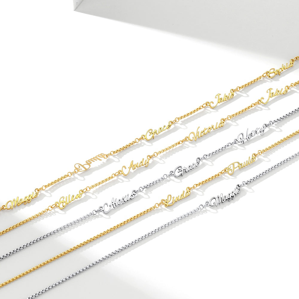 Personalized Multi Name Box Chain Necklace , Custom Mothers Day Presents