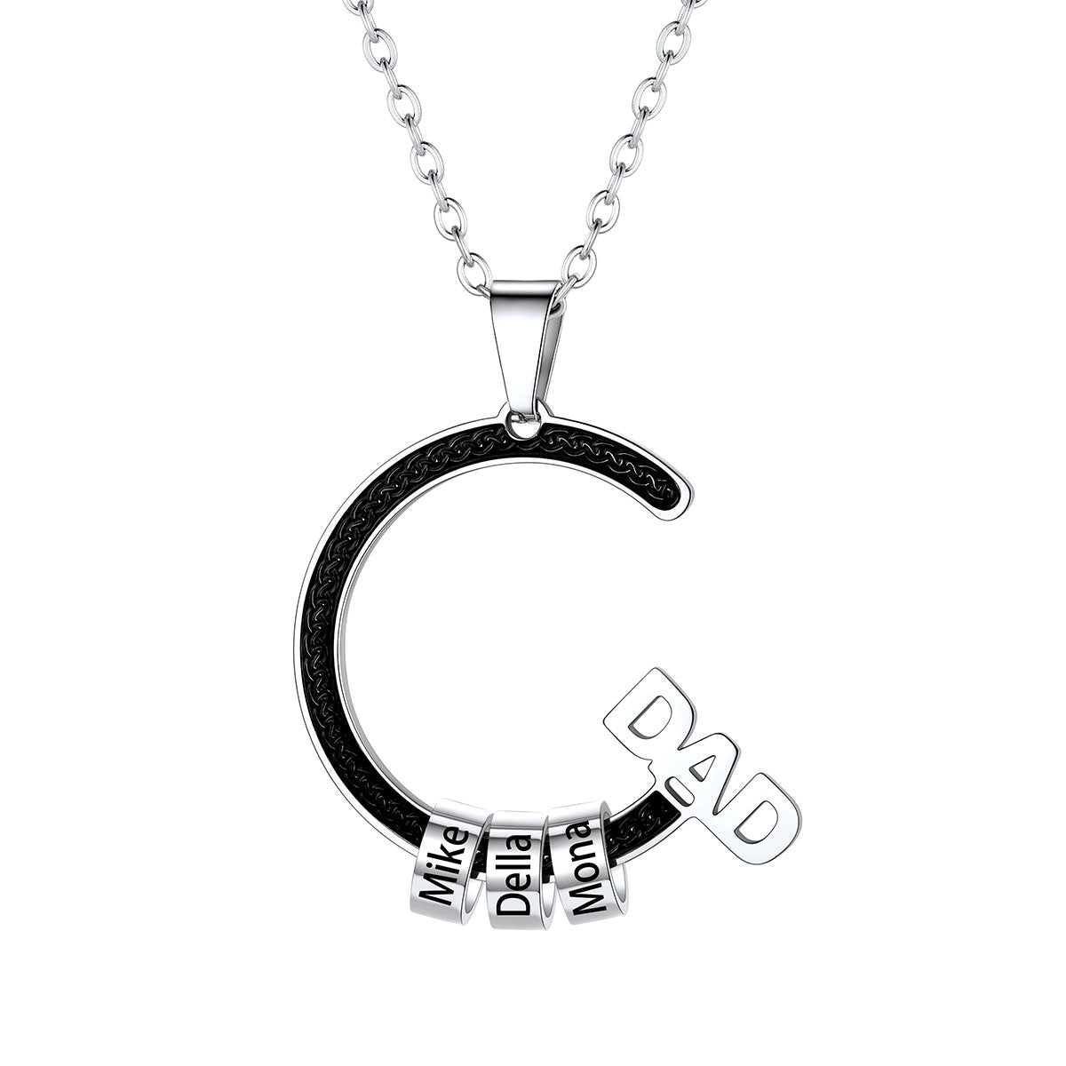 Personalized 1-5 Names Beads Necklace for Dad