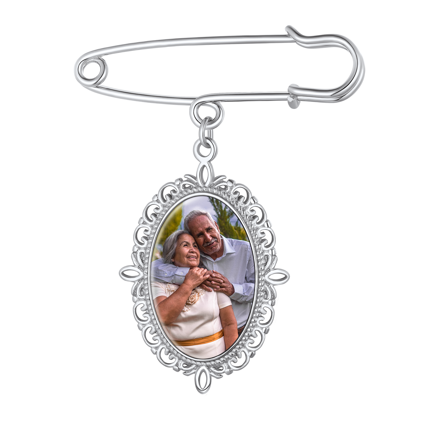 Customized Memorial Photo Charm Boutonniere Pins for Wedding