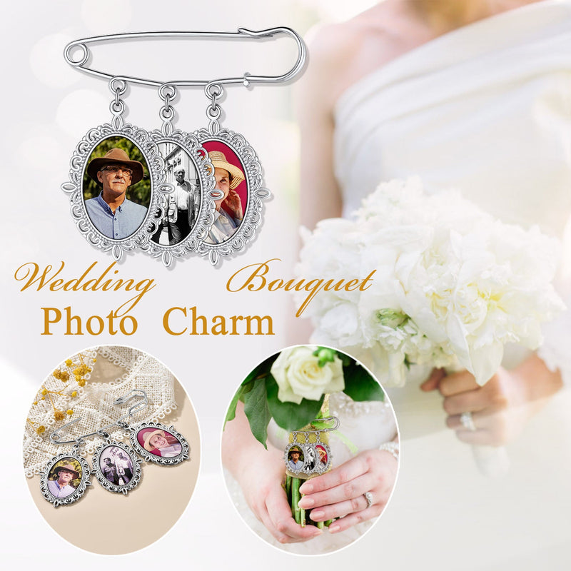 Customized Memorial Photo Charm Boutonniere Pins for Wedding
