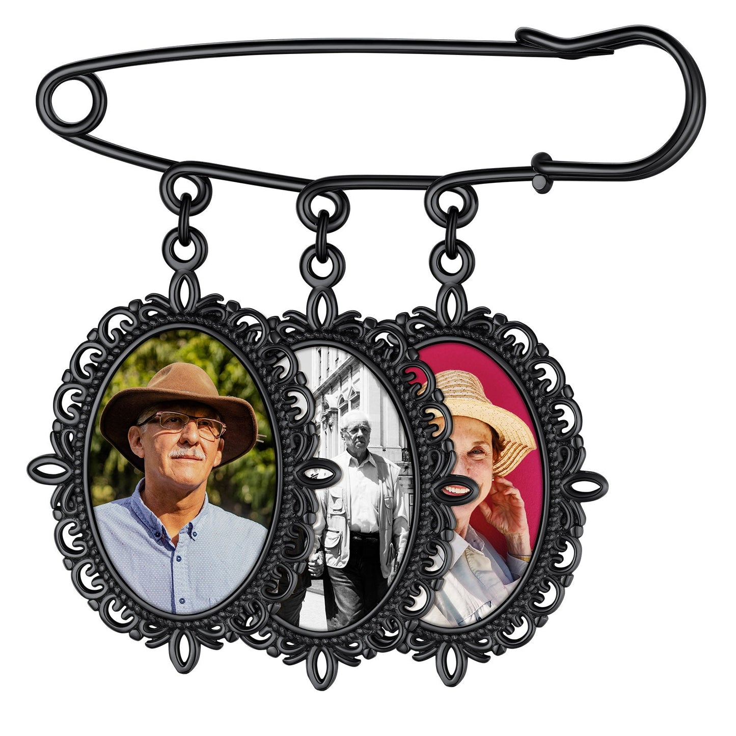 Customized Memorial Photo Charm Boutonniere Pins for Wedding
