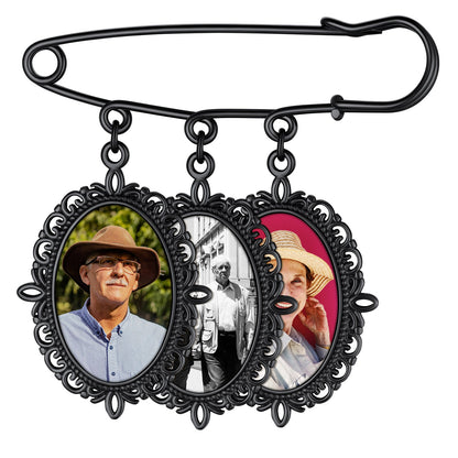 Customized Memorial Photo Charm Boutonniere Pins for Wedding