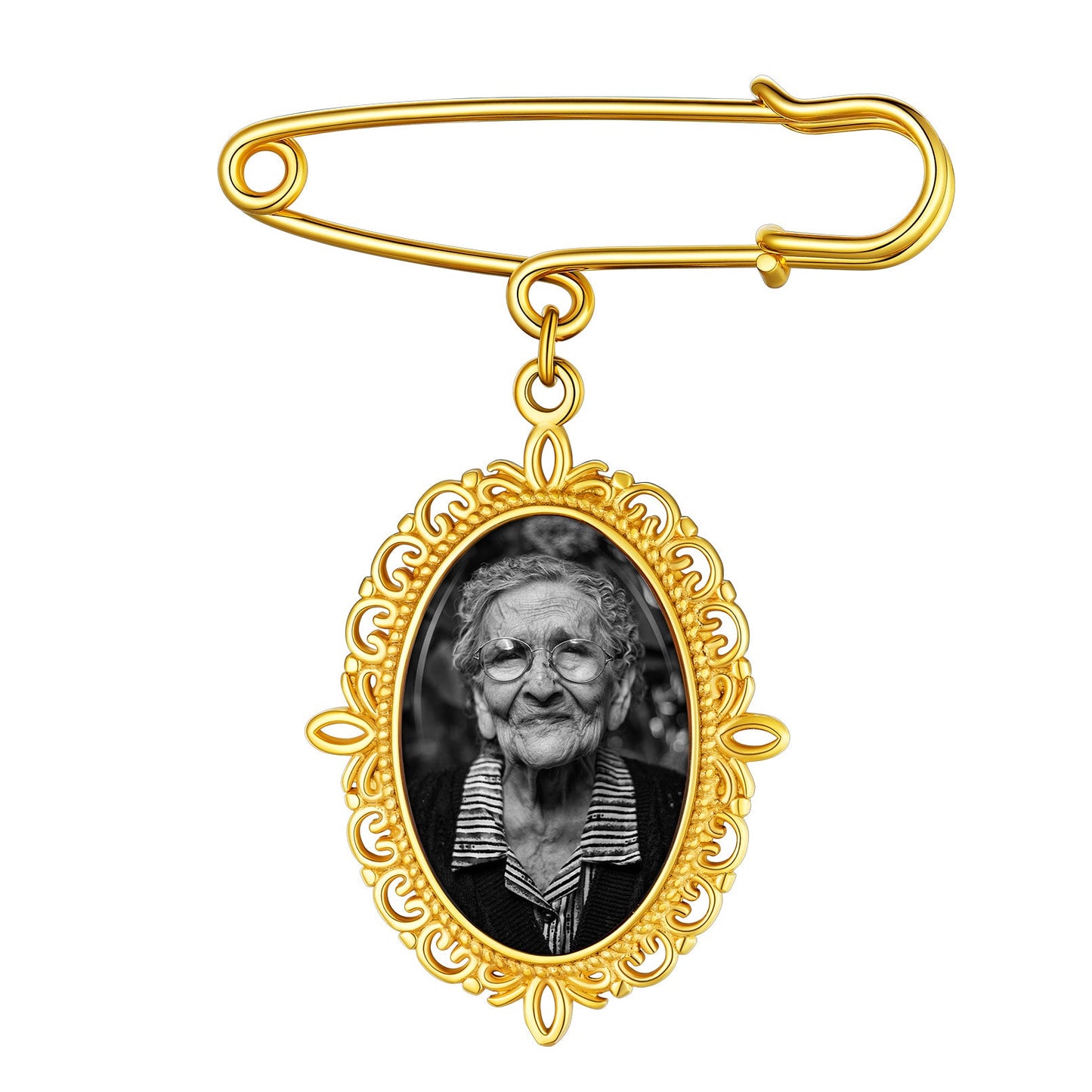 Customized Memorial Photo Charm Boutonniere Pins for Wedding