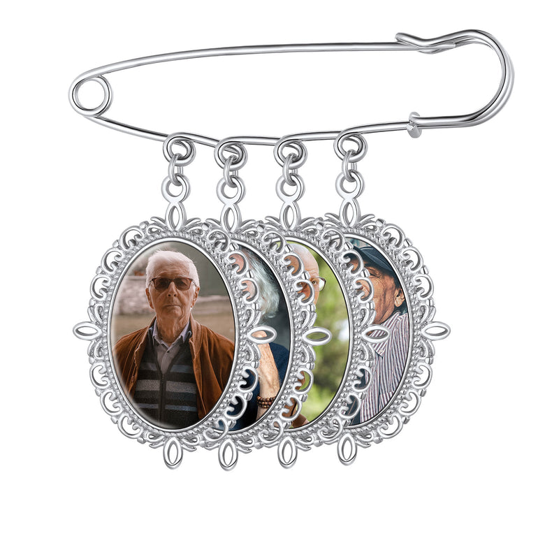 Customized Memorial Photo Charm Boutonniere Pins for Wedding
