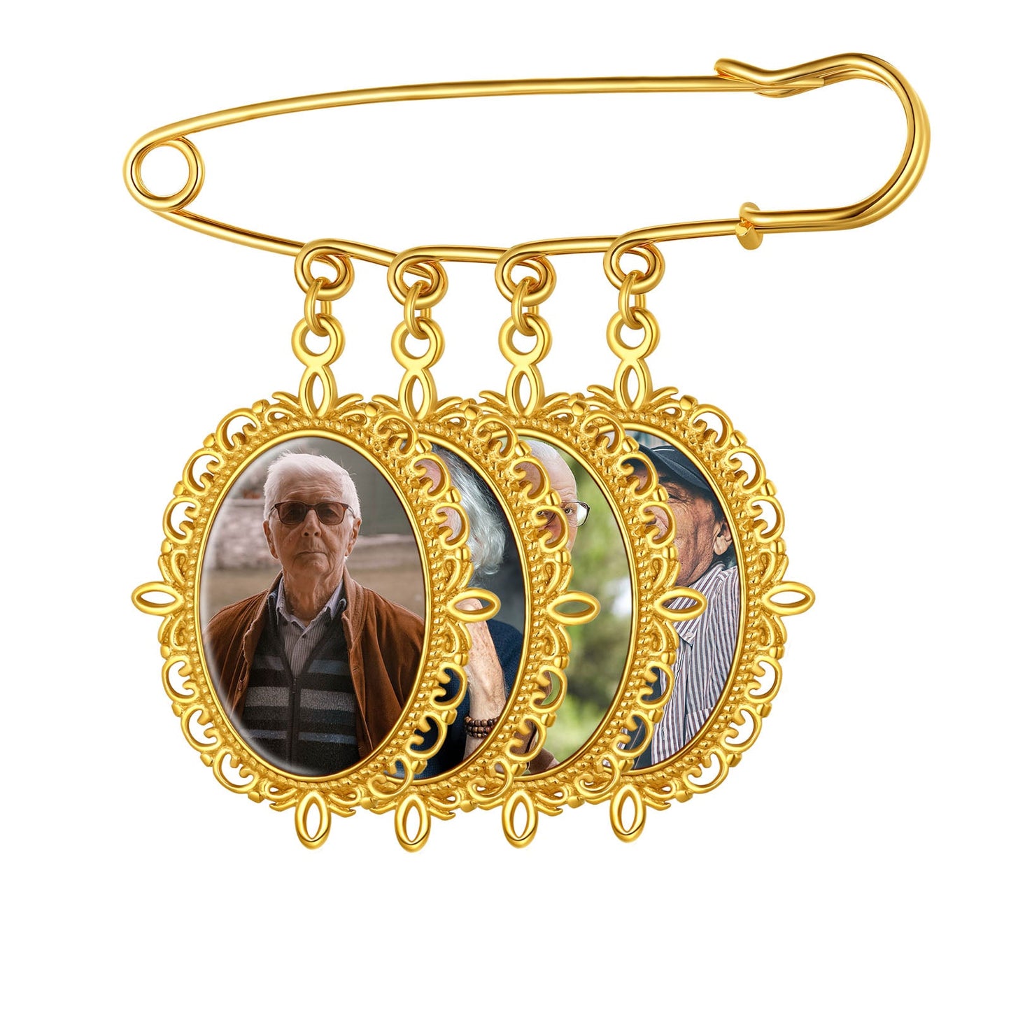 Customized Memorial Photo Charm Boutonniere Pins for Wedding