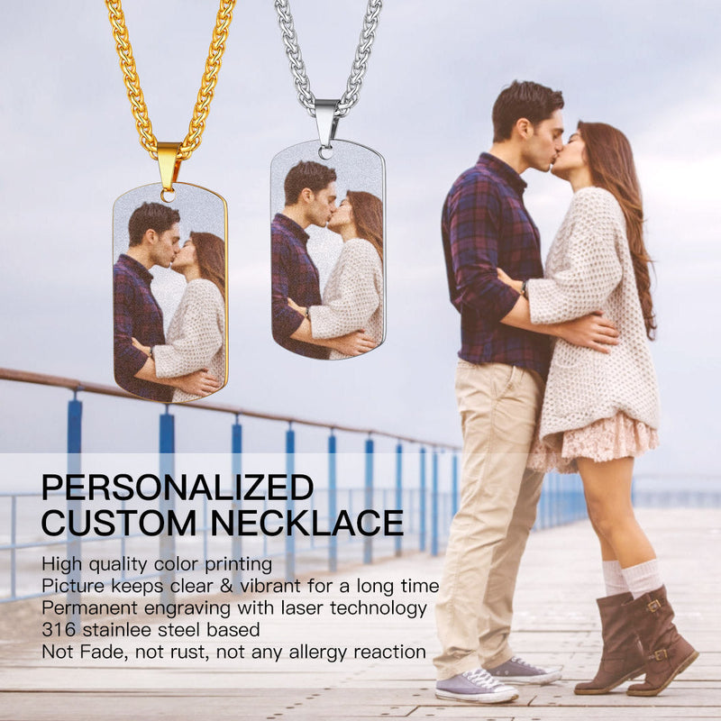 Personalized Photo Dog Tag Pendant Picture Necklace for