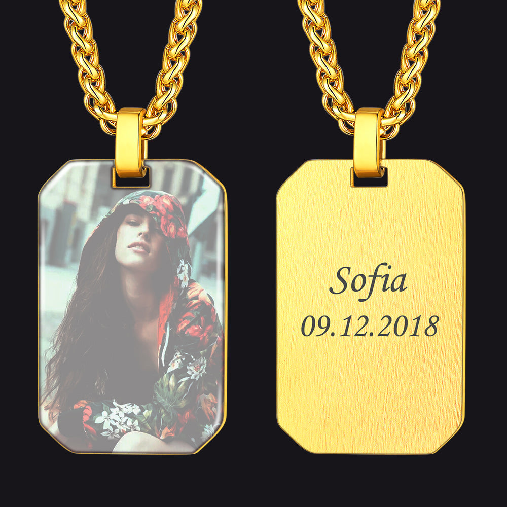 Customized Memory Picture Photo Dog Tag Necklace for
