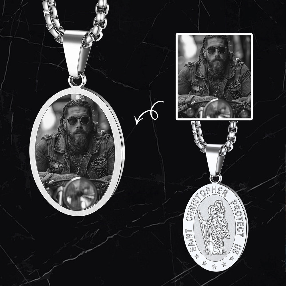 Personalized Saint Christopher Picture Necklace for
