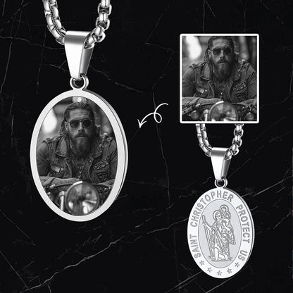 Personalized Saint Christopher Picture Necklace for