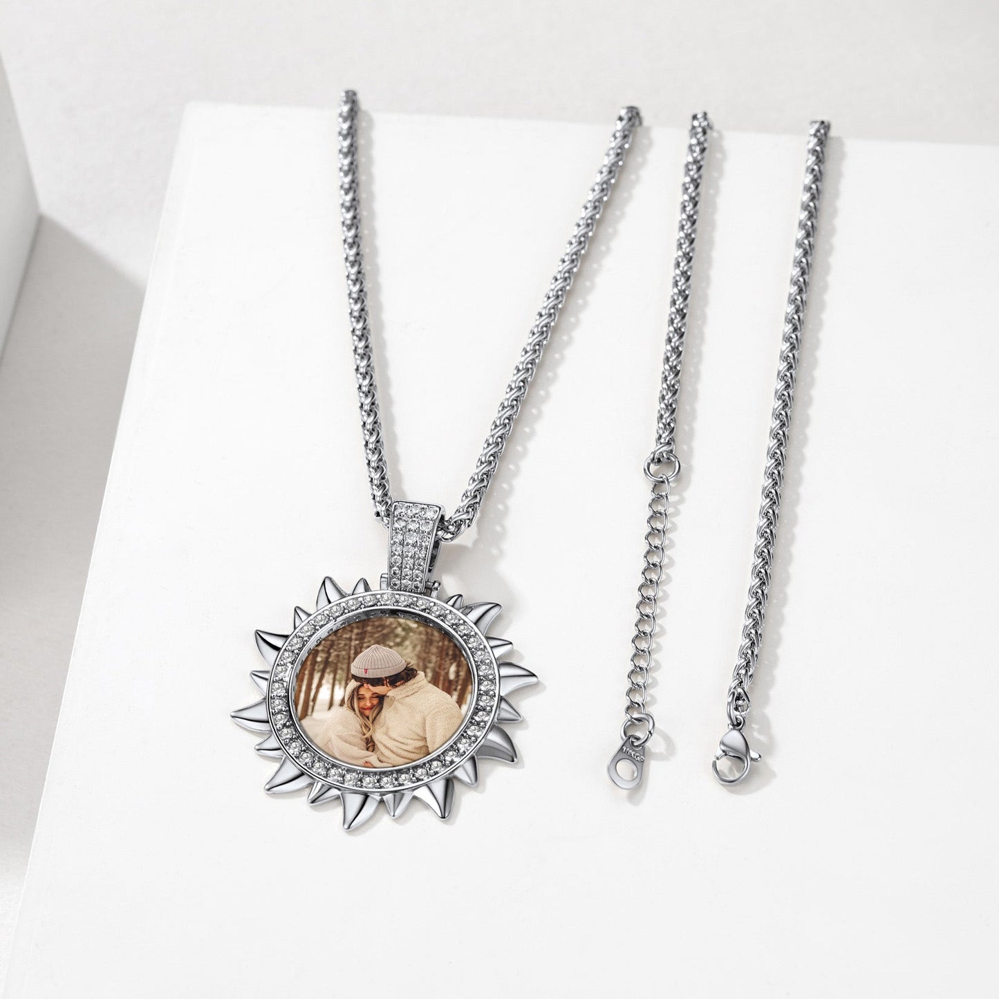 Custom Picture Sun Necklace With Cz for