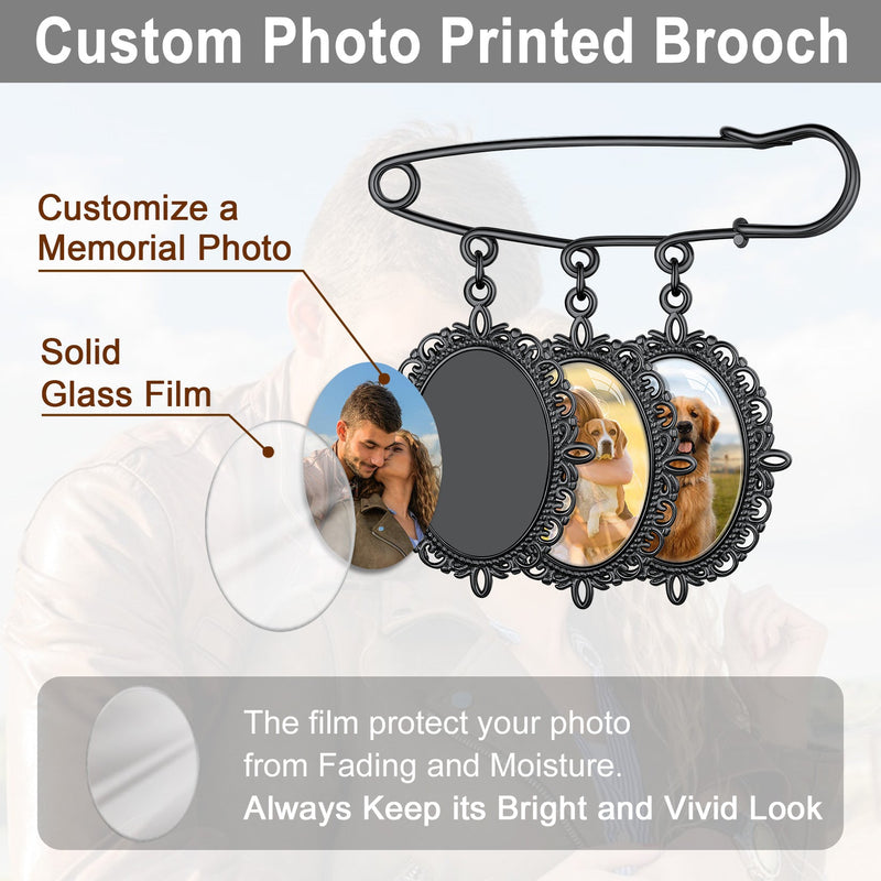 Customized Memorial Photo Charm Boutonniere Pins for Wedding