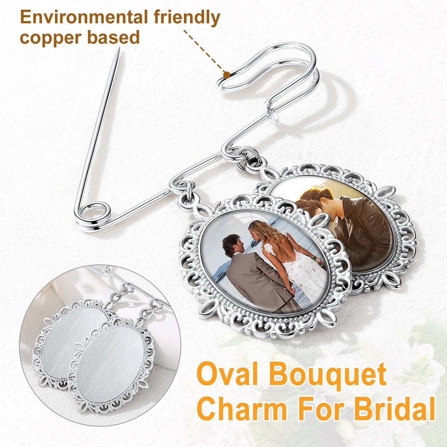 Customized Memorial Photo Charm Boutonniere Pins for Wedding