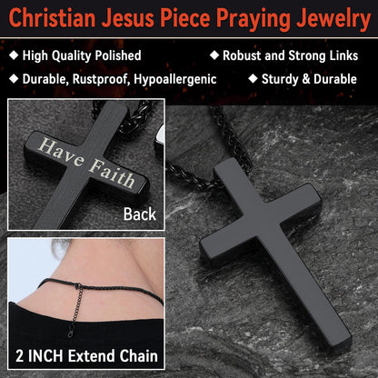 Christian Engraved Plain Cross Necklace Pendant for