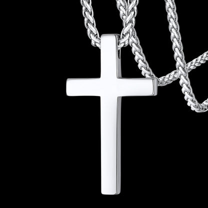 Christian Black Enamel Cross Necklace for