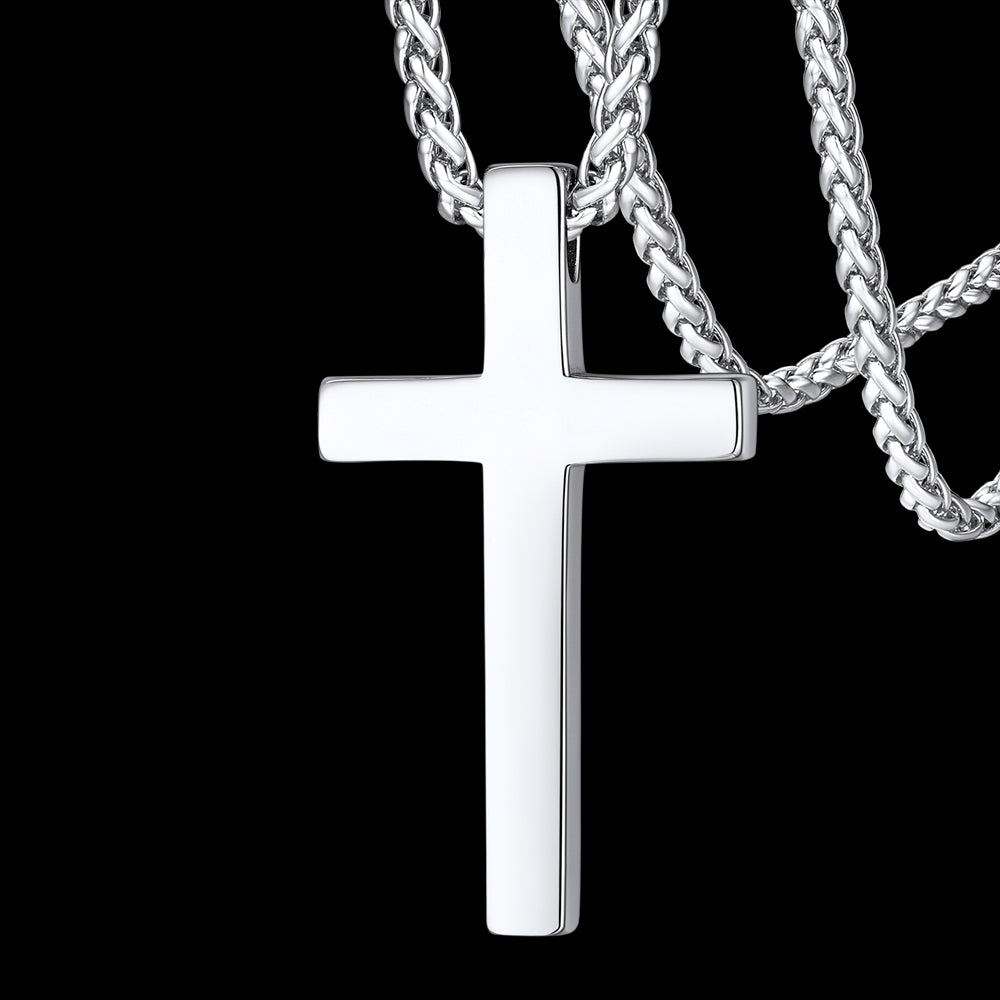 Christian Engraved Plain Cross Necklace Pendant for