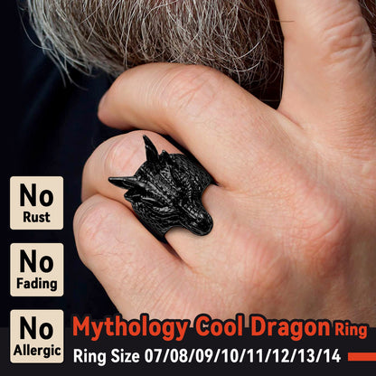 Punk Dragon Head Stainless Steel Ring for