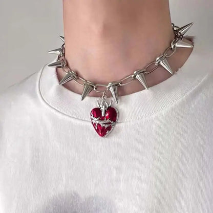 Punk Heart Pendant Silver